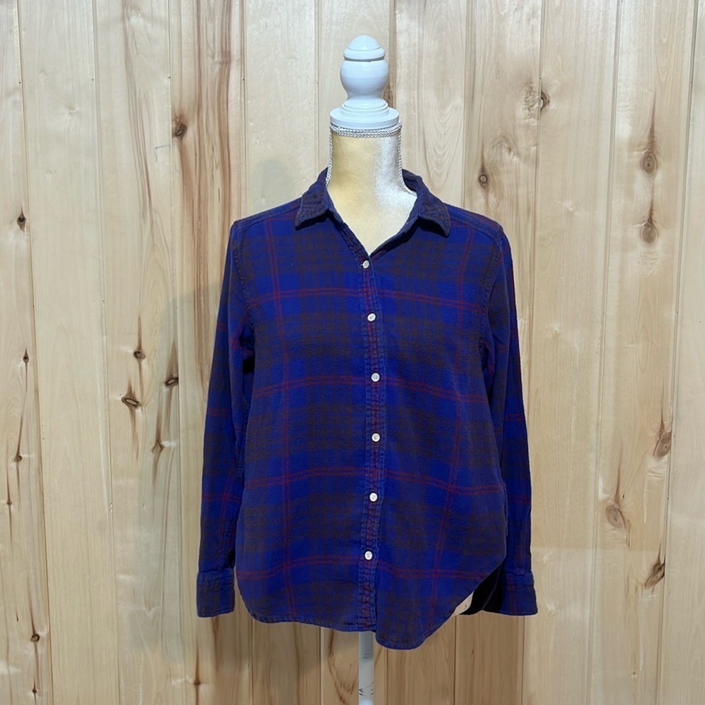 Aritzia Wilfred Free Purple Plaid Button Down Flannel Size‎ S